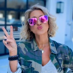 GRACE - GOLD + PINK MIRROR SUNGLASSES -Sunglasses Sales 01 2022 kalee rogers GRACE GOLD PINKMIRROR 3 PDP