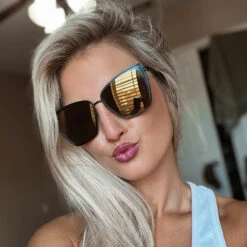 BECKY - MATTE BLACK + GOLD MIRROR SUNGLASSES -Sunglasses Sales 08 2023 ambermiller9 BECKY MATTEBLACK GOLDMIRROR2