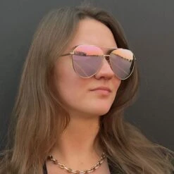 DASH - GOLD + CHERRY BLOSSOM MIRROR SUNGLASSES -Sunglasses Sales 2022 DIFF Web PDP Dash Gold Cherry Blossom Mirror