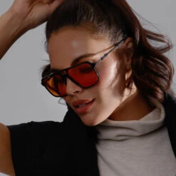 FENNEC SHAND™ - BLACK + ORANGE SUNGLASSES -Sunglasses Sales 2022 Diff October Studio StarWars FennecShand Black Orange DE01 0575 BKONN 3 PDP