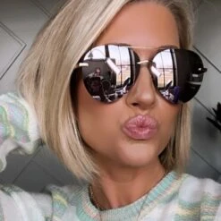 LENOX - BRUSHED GOLD + CHERRY BLOSSOM MIRROR SUNGLASSES 19 LENOX - BRUSHED GOLD + CHERRY BLOSSOM MIRROR SUNGLASSES -Sunglasses Sales 2023 DIFF Web PDP Lenox Brushed Gold Cherrry Blossom Mirror