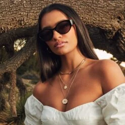 LINNEA - BLACK + GREY SUNGLASSES -Sunglasses Sales 2023 Diff Spring Rounded LINNEA Black Grey DE01 0588 BKGYN 2 PDP