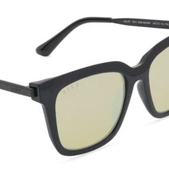 HAILEY - BLACK + GOLD MIRROR SUNGLASSES -Sunglasses Sales DE01 0255 BKGMN DETAIL