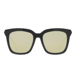 HAILEY - BLACK + GOLD MIRROR SUNGLASSES