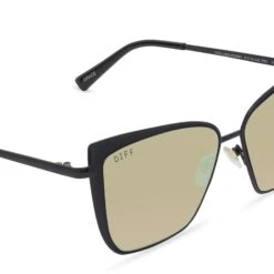 GRACE - BLACK + GOLD MIRROR SUNGLASSES 9 GRACE - BLACK + GOLD MIRROR SUNGLASSES -Sunglasses Sales DE01 0265 BKGMN DETAIL