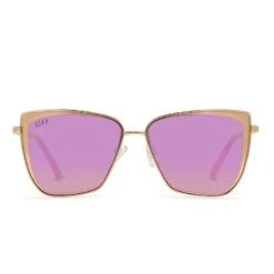GRACE - GOLD + PINK MIRROR SUNGLASSES