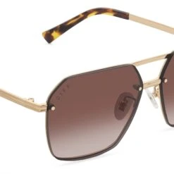 NOLAN - GOLD + BROWN GRADIENT SUNGLASSES -Sunglasses Sales DE01 0312 GDBGN DETAIL