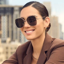 IRIS - GOLD + GREY POLARIZED SUNGLASSES -Sunglasses Sales DIFF eyewear FALL Vintage70s IRIS Gold Grey DE01 0401 GDGRP 3 PDP