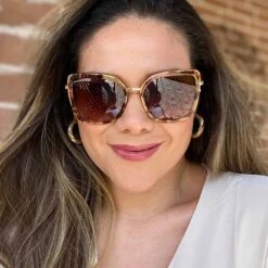 CLARISSE - GOLD + BROWN GRADIENT SUNGLASSES -Sunglasses Sales Diff April 2022 Clarisse Sunglasses Gold Brown Gradient becausejsaidso