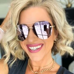 LENOX - BRUSHED GOLD + CHERRY BLOSSOM MIRROR SUNGLASSES 15 LENOX - BRUSHED GOLD + CHERRY BLOSSOM MIRROR SUNGLASSES -Sunglasses Sales Diff March 01 2022 kalee rogers Lenox Sunglasses Brushed Gold Cherry Blossom Mirror