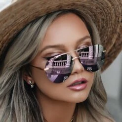 LENOX - BRUSHED GOLD + CHERRY BLOSSOM MIRROR SUNGLASSES 16 LENOX - BRUSHED GOLD + CHERRY BLOSSOM MIRROR SUNGLASSES -Sunglasses Sales Diff March 2022 Lenox Sunglasses Brushed Gold Cherry Blossom Mirror stephanie danielle