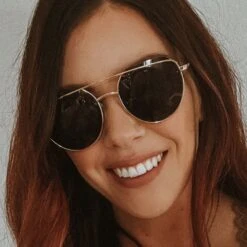 RAYNE - GOLD + GREY SUNGLASSES -Sunglasses Sales Diff March 2022 Rayne Sunglasses Gold Grey shenaelynn