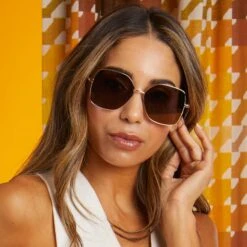 IRIS - GOLD + GREY POLARIZED SUNGLASSES -Sunglasses Sales IRIS DE01 0401 GDGRP PDP 1