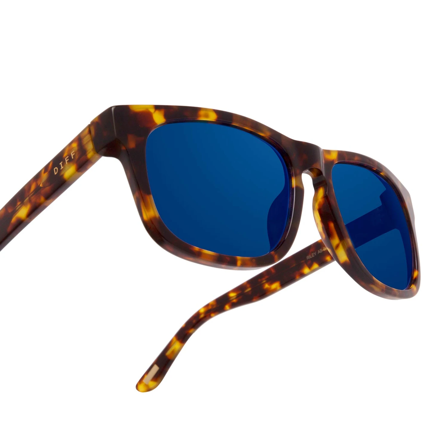 RILEY - AMBER TORTOISE + BLUE MIRROR SUNGLASSES 7 RILEY - AMBER TORTOISE + BLUE MIRROR SUNGLASSES - Image 5