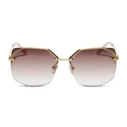 BREE - BRUSHED GOLD + TAUPE ROSE GRADIENT SUNGLASSES