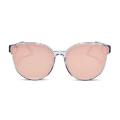 GEMMA - CLEAR CRYSTAL + PEACH MIRROR SUNGLASSES