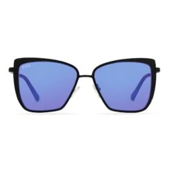 GRACE - MATTE BLACK + PURPLE MIRROR SUNGLASSES