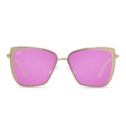 GRACE - ROSE GOLD + PINK MIRROR SUNGLASSES