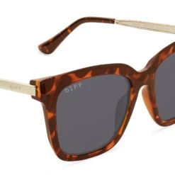 HAILEY - AMBER TORTOISE + GREY SUNGLASSES -Sunglasses Sales diff eyewear hailey amber tortoise grey sunglasses alt 4