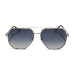 BEVERLIN - HENDRIX + SILVER + BLUE TO GREY GRADIENT POLARIZED SUNGLASSES