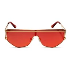 IRON MAN - BRUSHED GOLD + RED MIRROR + POLARIZED SUNGLASSES