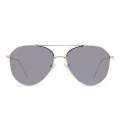 JANE - GOLD + GREY MIRROR SUNGLASSES