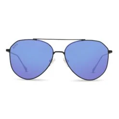 JANE - MATTE BLACK + PURPLE MIRROR SUNGLASSES