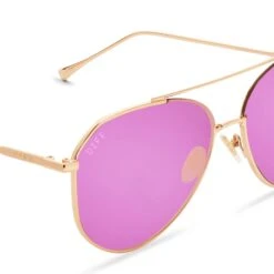JANE - ROSE GOLD + PINK MIRROR SUNGLASSES 9 JANE - ROSE GOLD + PINK MIRROR SUNGLASSES -Sunglasses Sales diff eyewear jane rose gold pink mirror sunglasses alt 4