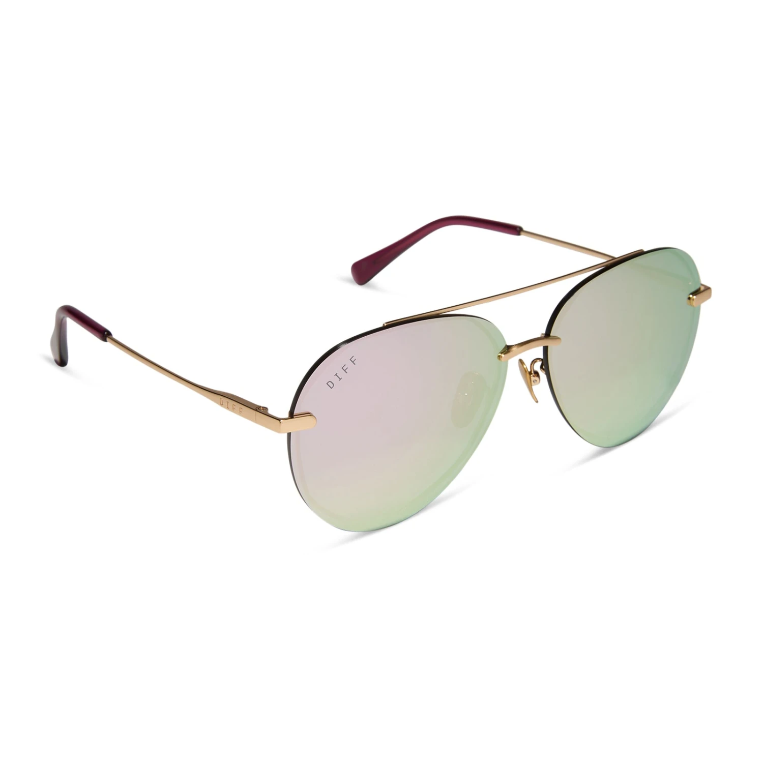 LENOX - BRUSHED GOLD + CHERRY BLOSSOM MIRROR SUNGLASSES 4 LENOX - BRUSHED GOLD + CHERRY BLOSSOM MIRROR SUNGLASSES - Image 2