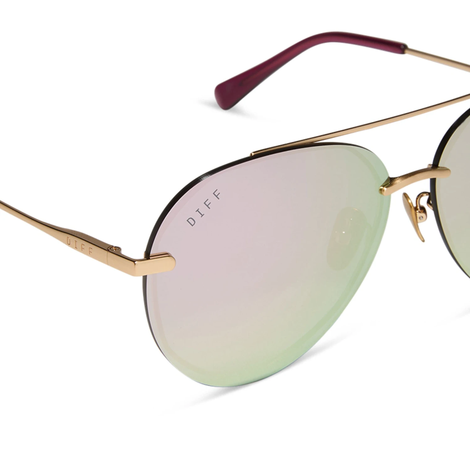LENOX - BRUSHED GOLD + CHERRY BLOSSOM MIRROR SUNGLASSES 6 LENOX - BRUSHED GOLD + CHERRY BLOSSOM MIRROR SUNGLASSES - Image 4