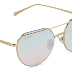 RAYNE - GOLD + BLUE TO LAVENDER FLASH SUNGLASSES -Sunglasses Sales diff eyewear rayne gold blue lavendar flash sunglasses alt 3