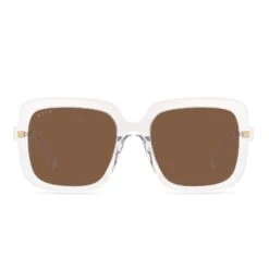 SANDRA - CLEAR CRYSTAL + BROWN SUNGLASSES