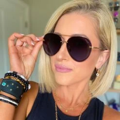 LENOX - GOLD + BLUE GRADIENT + POLARIZED SUNGLASSES -Sunglasses Sales diff eyewear womens cat eye sunglasses kaleerogers lenox gold blue polarized